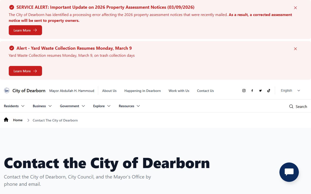 Dearborn Michigan contact page for police records and booking release inquiries