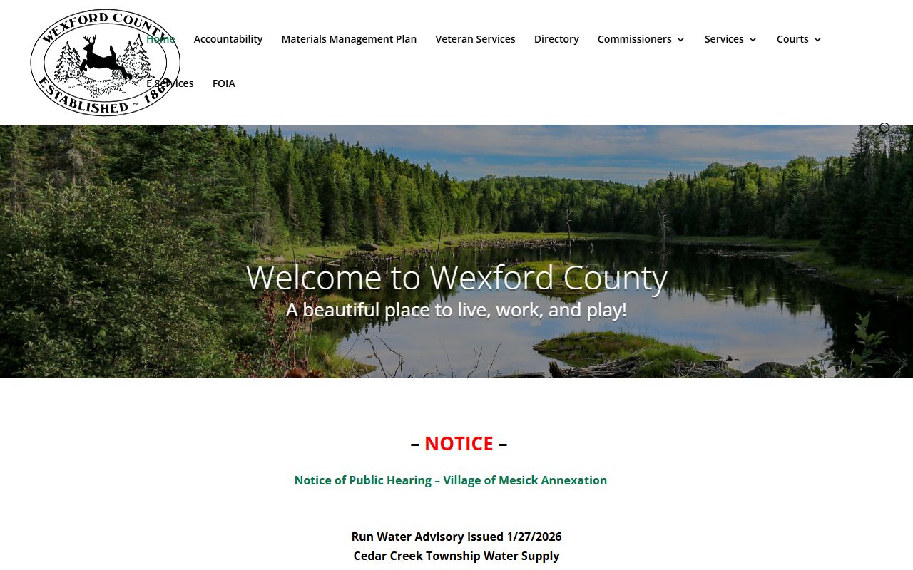 Wexford County Sheriff Office website showing booking releases and jail records